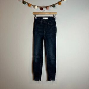AYR dark wash raw hem skinny jeans